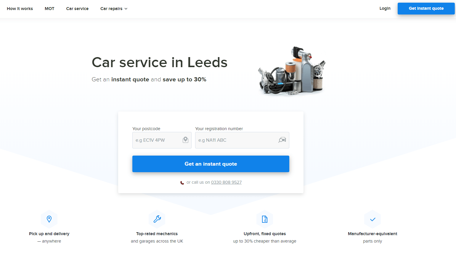 Fixter's website showing a location-focused landing page