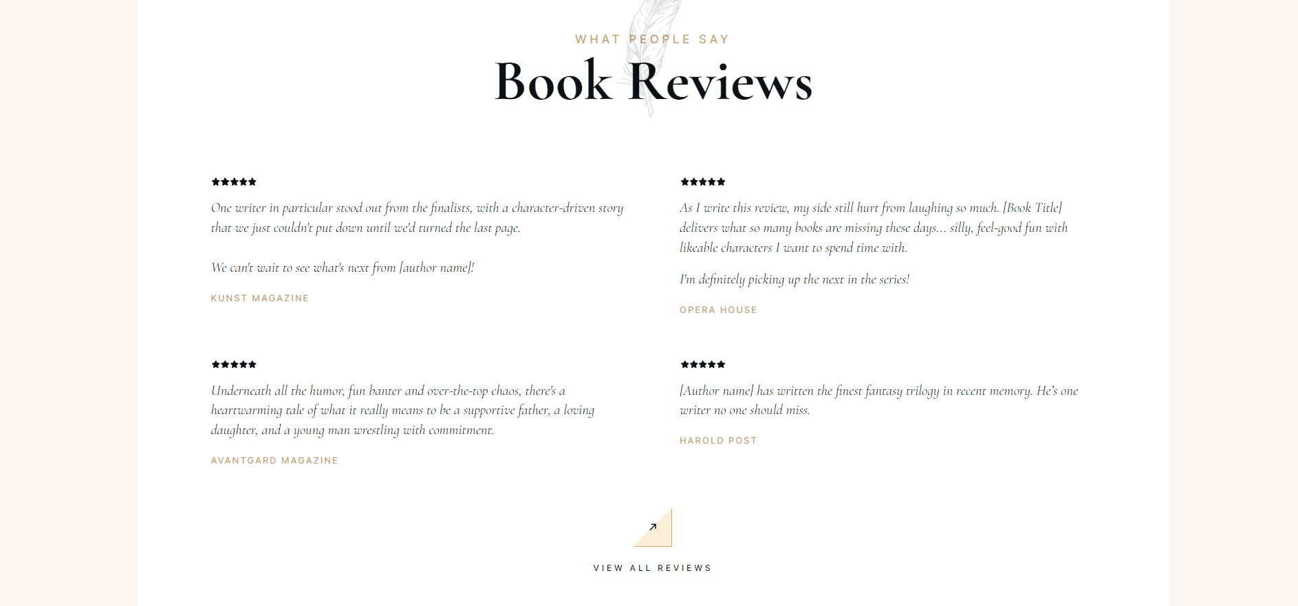 Snapshot of a “Book Reviews” block on an homepage in the Bookwise theme