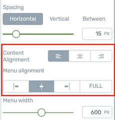 Custom Menu alignment options