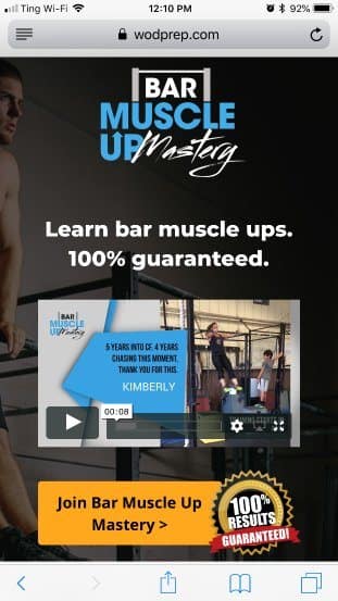 Bar Muscle Up Mastery homepage good example