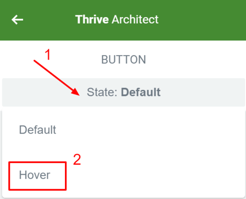 Hover state Thrive Architect