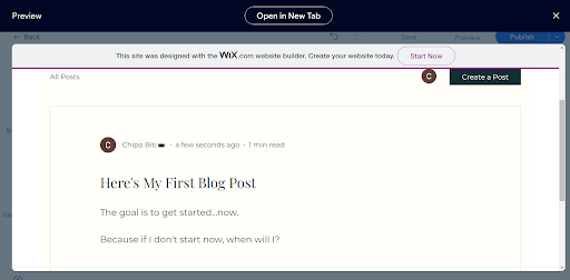 Blog post preview in Wix