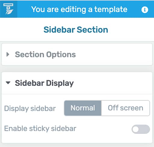 Sidebar Display settings