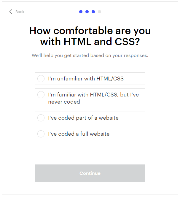 Webflow onboarding questions - HTML CSS familiarity