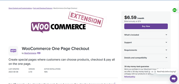 Screenshot of WooCommerce One Page Checkout landing page