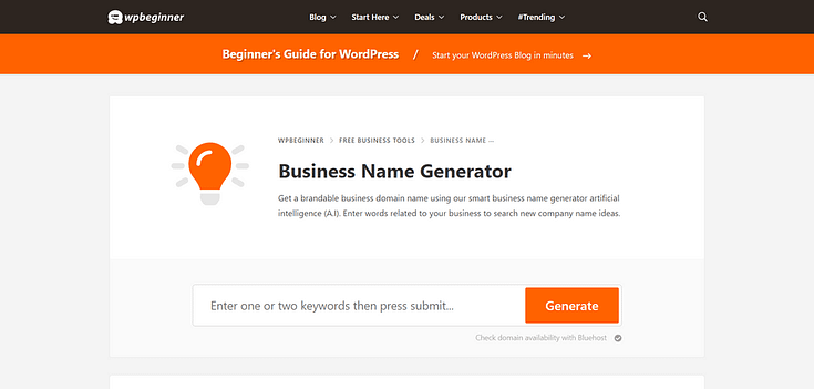 WPBeginner Business Name Generator