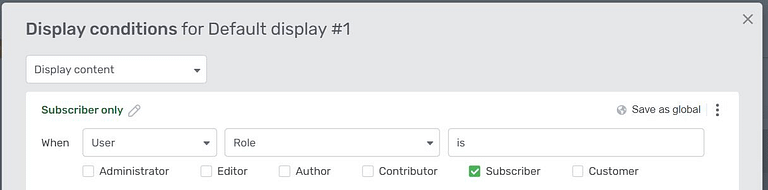 WP user role conditional display