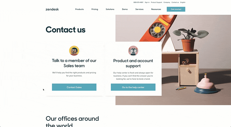 Zendesk uses a 2-step lightbox to present their Contact Form