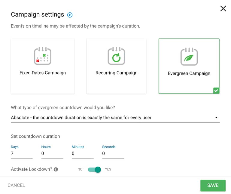 Start a new Evergreen Campaign inside the Thrive Ultimatum dashboard