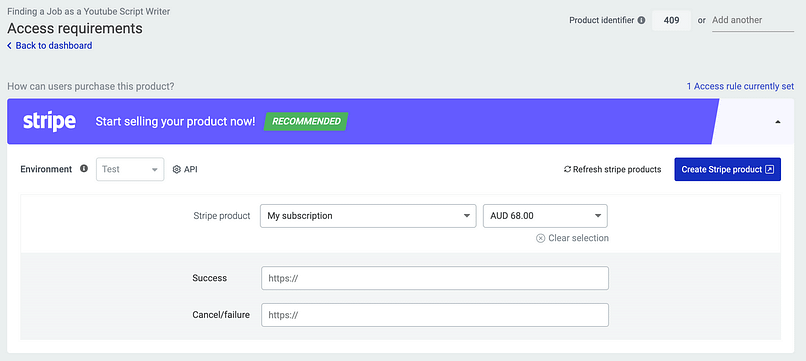 Set product access requirements with Stripe