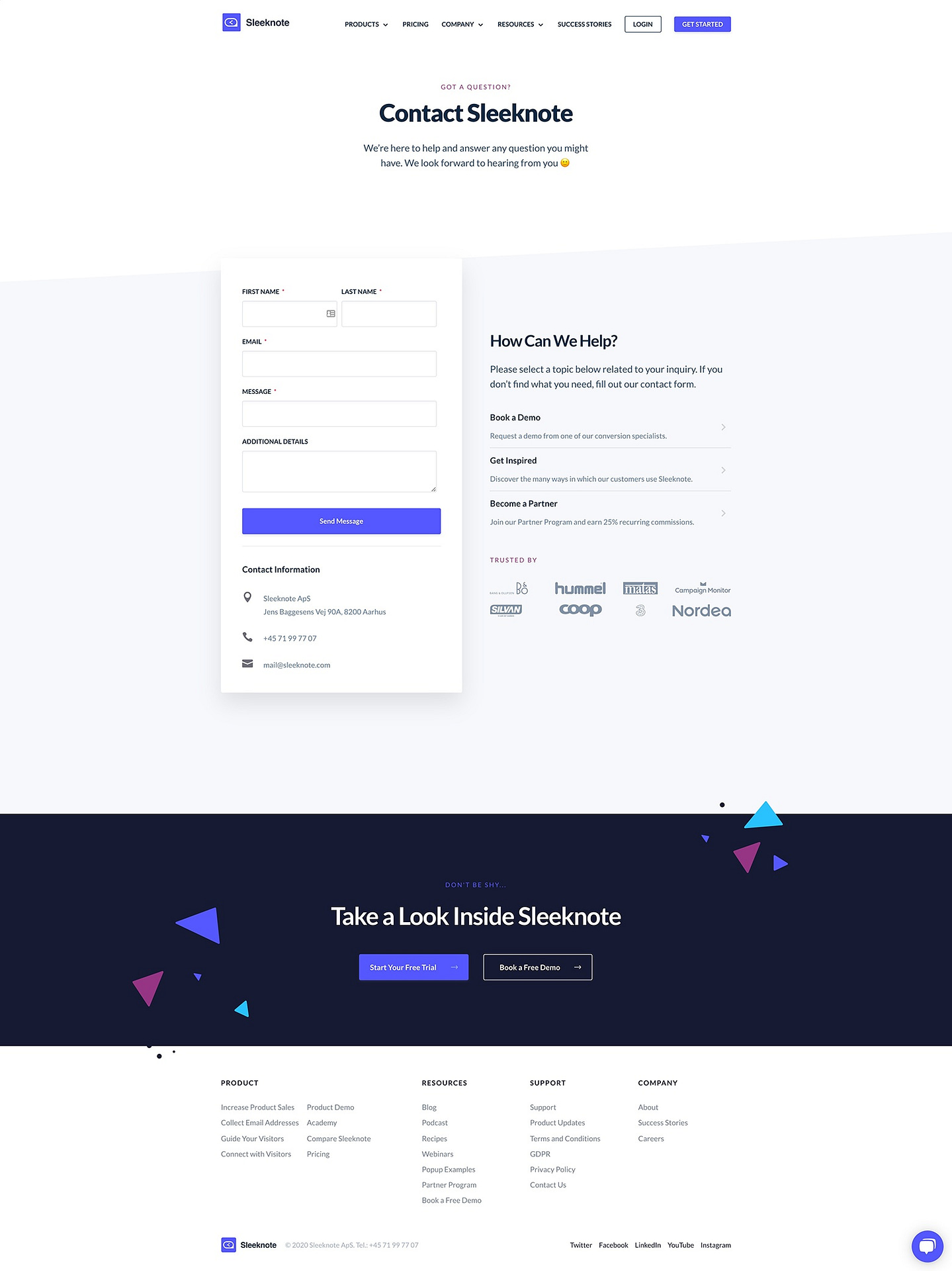 Sleeknote-contact-page-example Sleeknote Contact Page Example