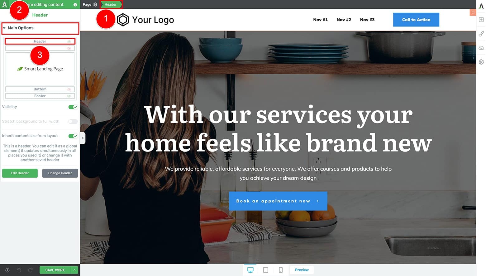 Architect-Header-Modification-Decision-Point Thrive Architect visual editor header customization options