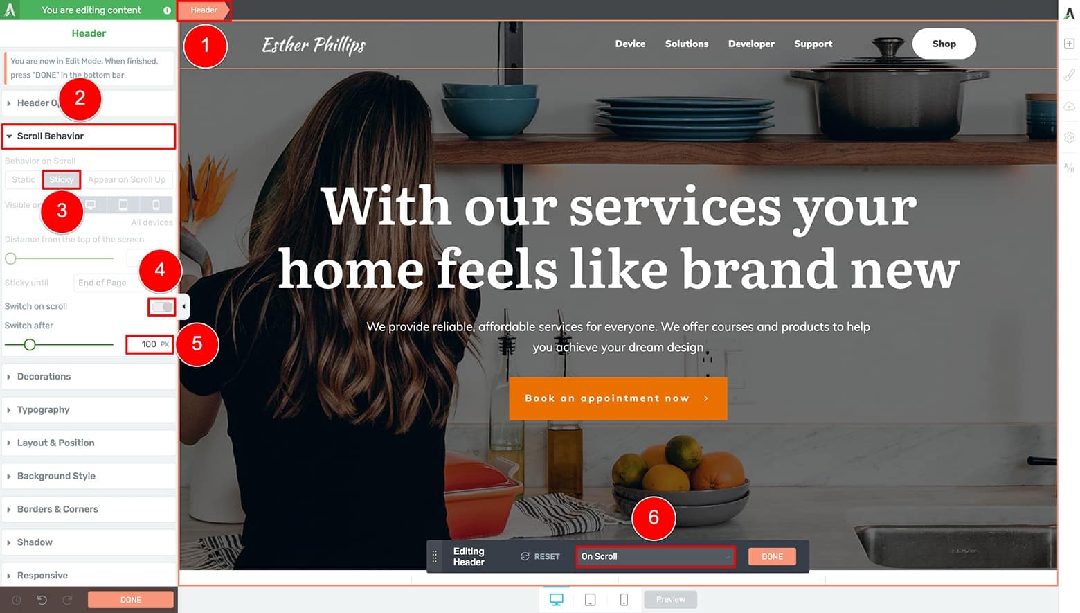 Customize-Your-Sticky-Header-State-CTA-Example Create an "On Scroll" header state for the Call to Action Sticky Transition Header design