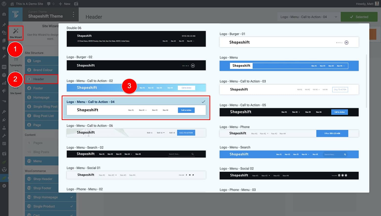 TTB-Site-Wizard-Header-Template-Selection select a default header design