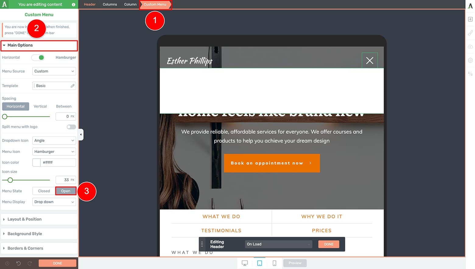 Toggle-Tablet-Menu-State-to-Open Change your "On Load" header state dropdown menu settings for tablet