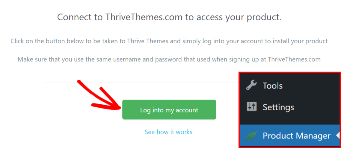 Logging into the Thrive account