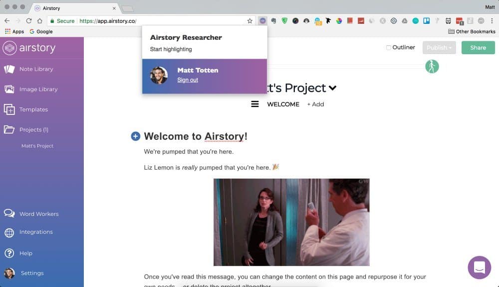 AirStory extension