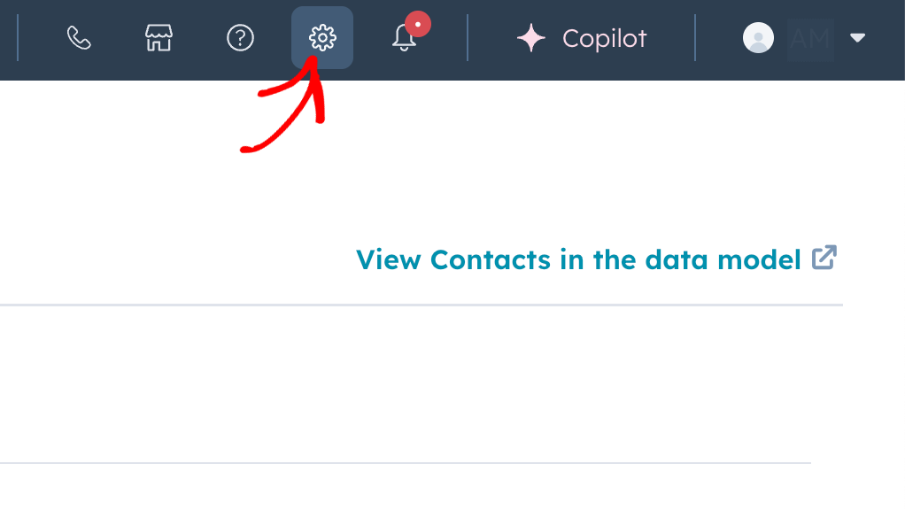 Open settings in your HubSpot account