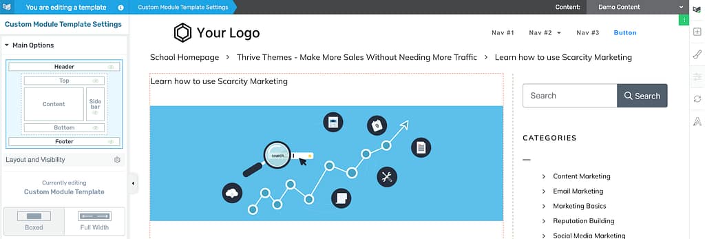 New module template in editor