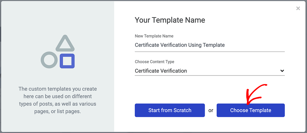 Building a certificate verification template using an existing template