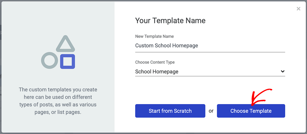 Choose a template to build the school homepage