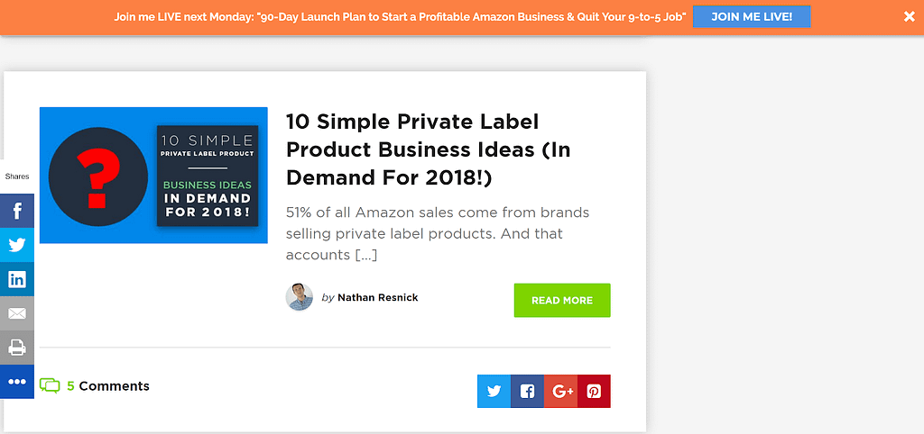 Webinar signup button on the top of the page: Join me live! Call-to-action examples StartupBros