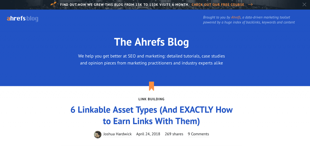 Call-to-action examples Ahrefs