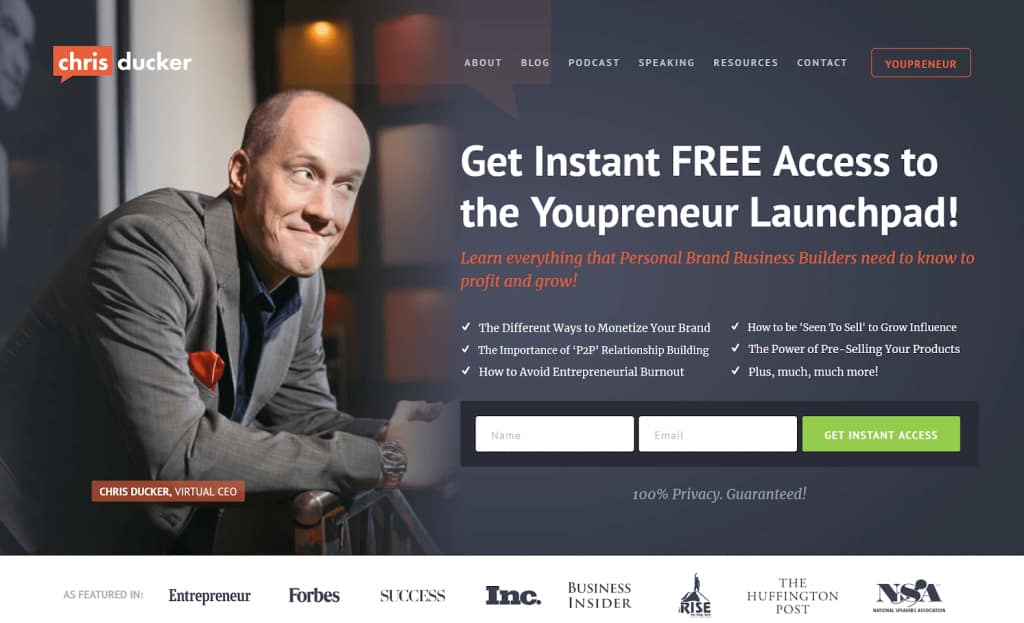 Call to action examples Chris Ducker
