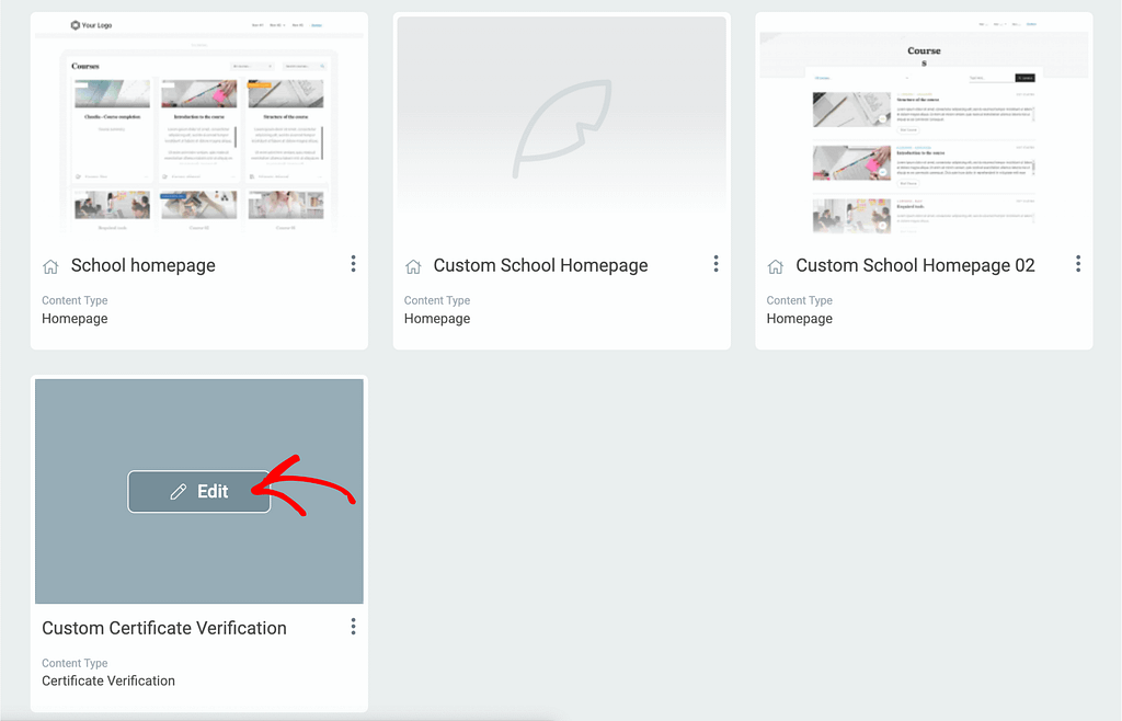 Edit the newly created certificate verification template