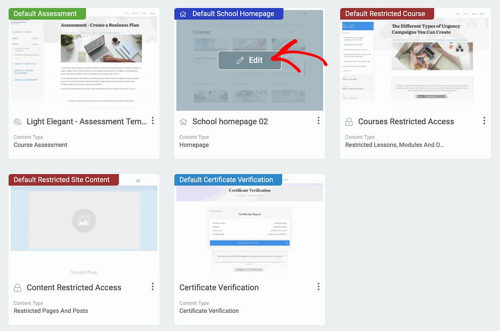 Edit the default School homepage template in Thrive Apprentice