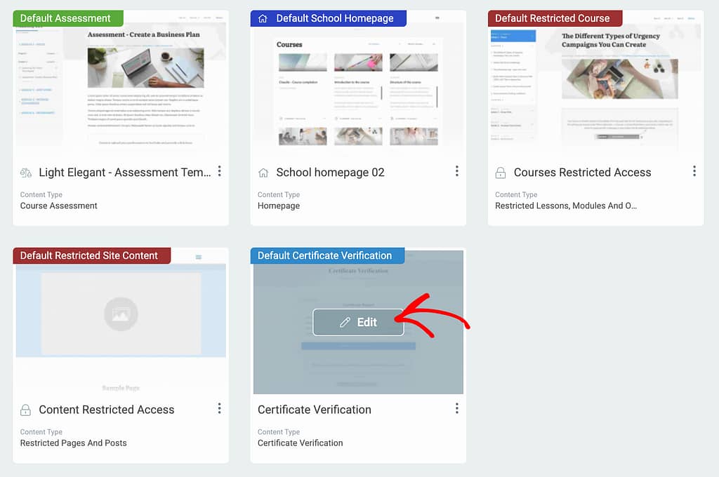 Editing the Default Certificate Verification template.