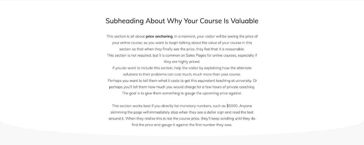How to create a value comparison section for your online course sales page