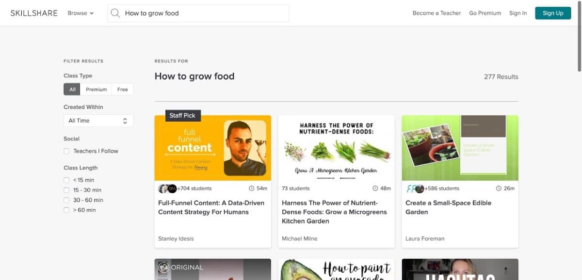 Get ideas for your online course opportunities by searching Skillshare