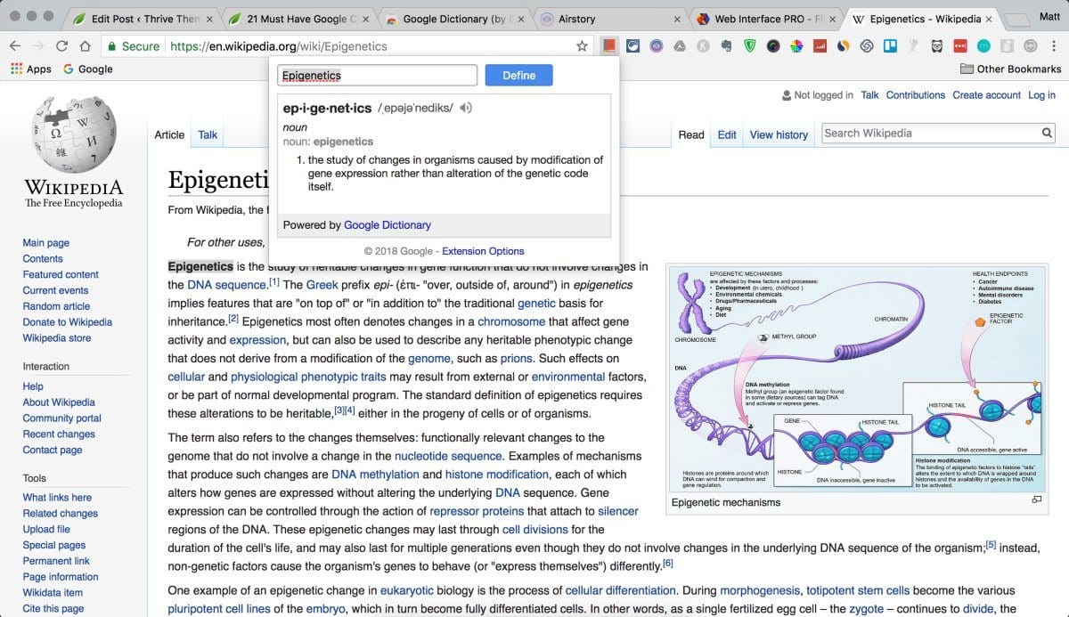 Google Dictionary Chrome extension