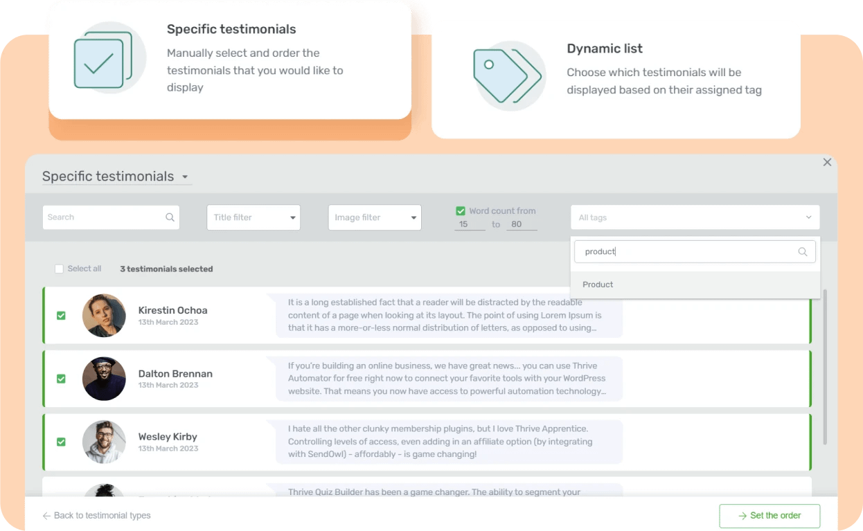 Testimonial Categories Testiomnial tags and categories