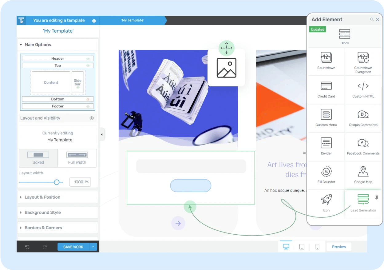 Drag and Drop WordPress drag and drop builder