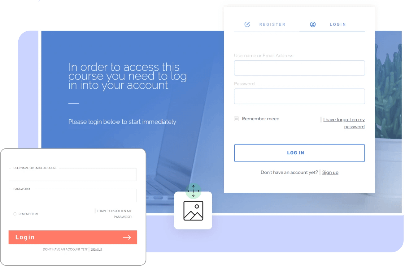 Registration and Login Customizable registration templates