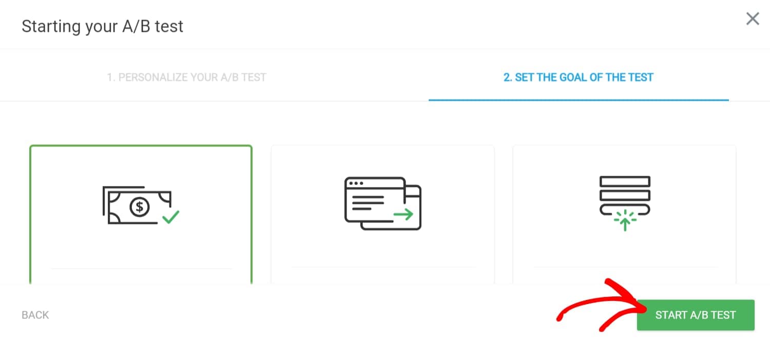 Start A/B Test button
