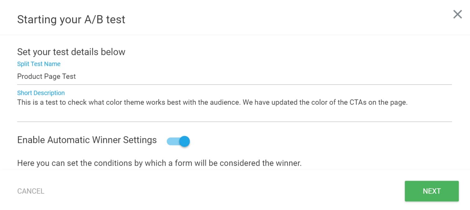 Automatic winner settings