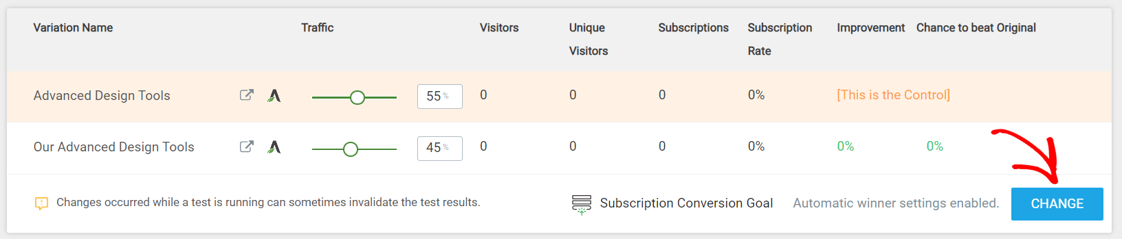 Change automatic winner settings