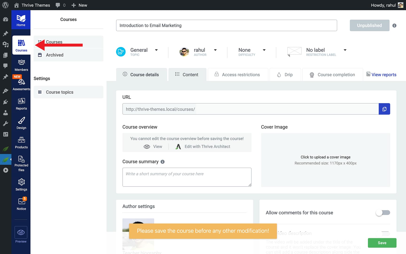 Adding Modules and Chapters - Courses in Thrive Apprentice