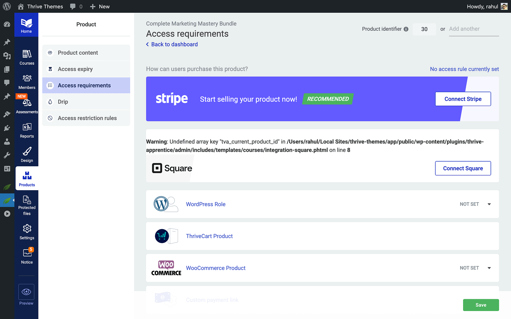 Configuring Access Rules -  in Thrive Apprentice