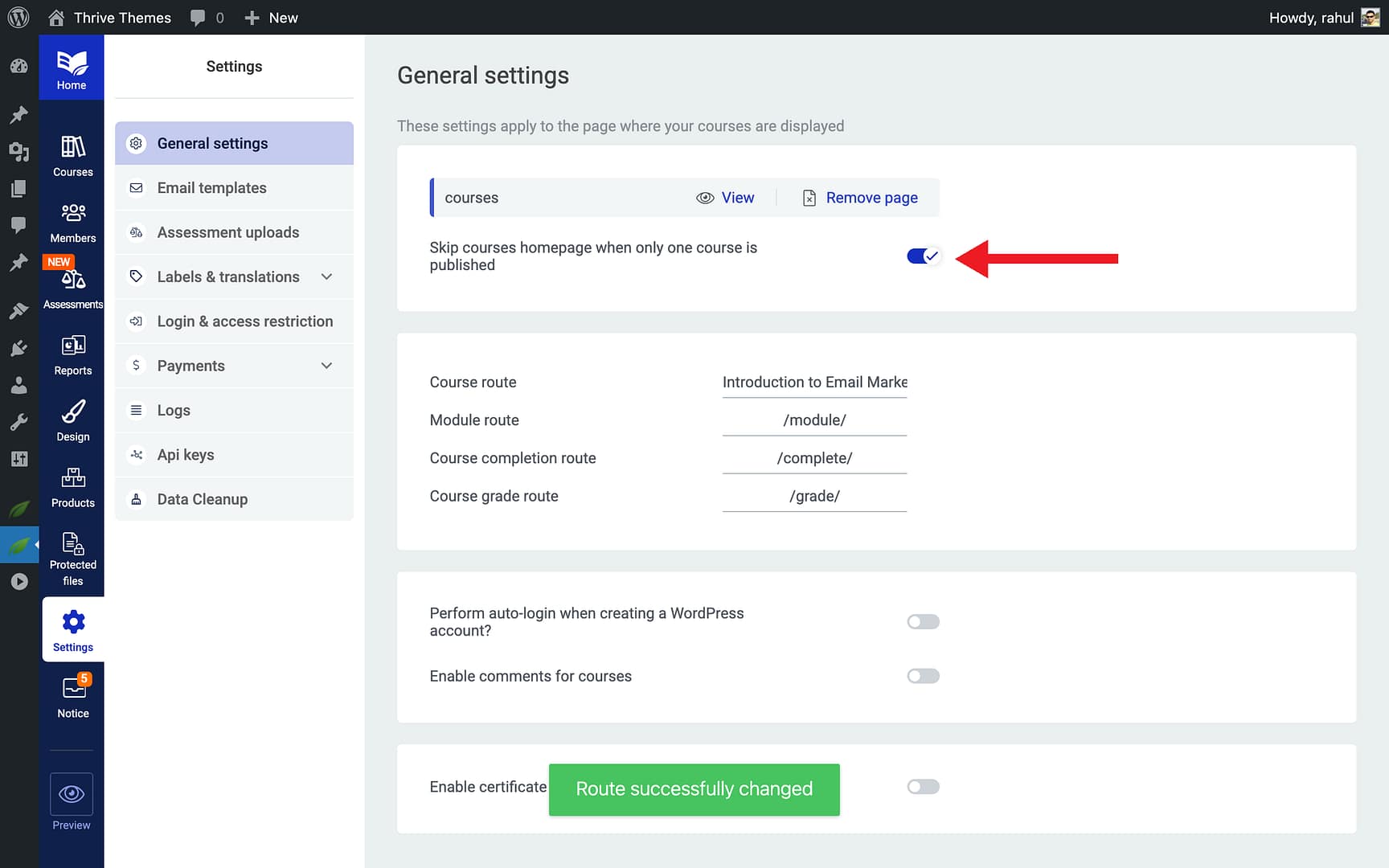 Course Comments - On in Thrive Apprentice