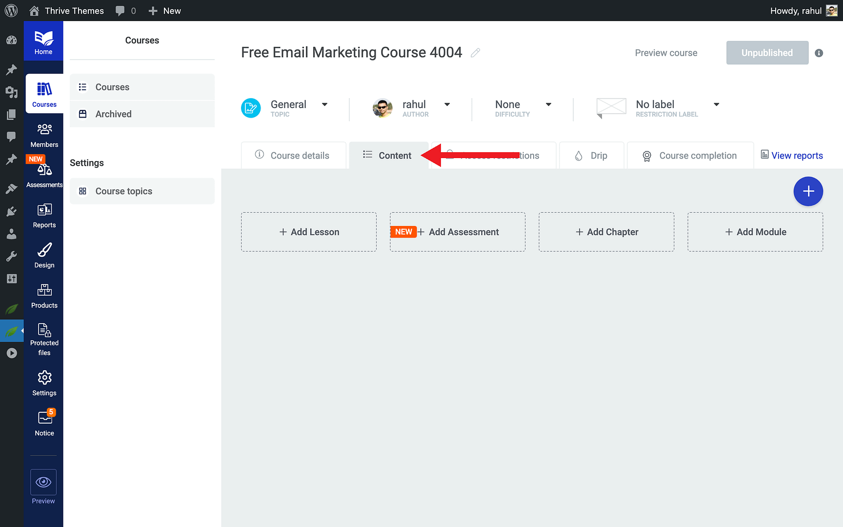 Creating a Free Course in Thrive Apprentice - Content in Thrive Apprentice