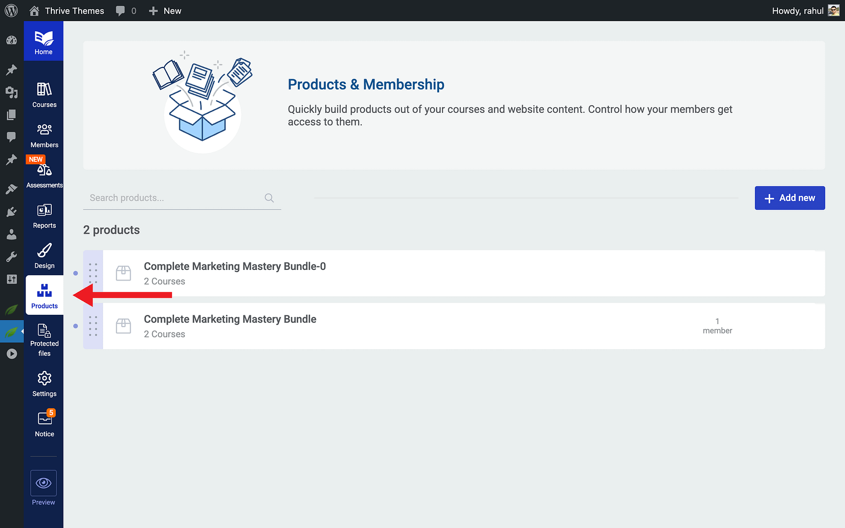 Creating a New Product - Products in Thrive Apprentice