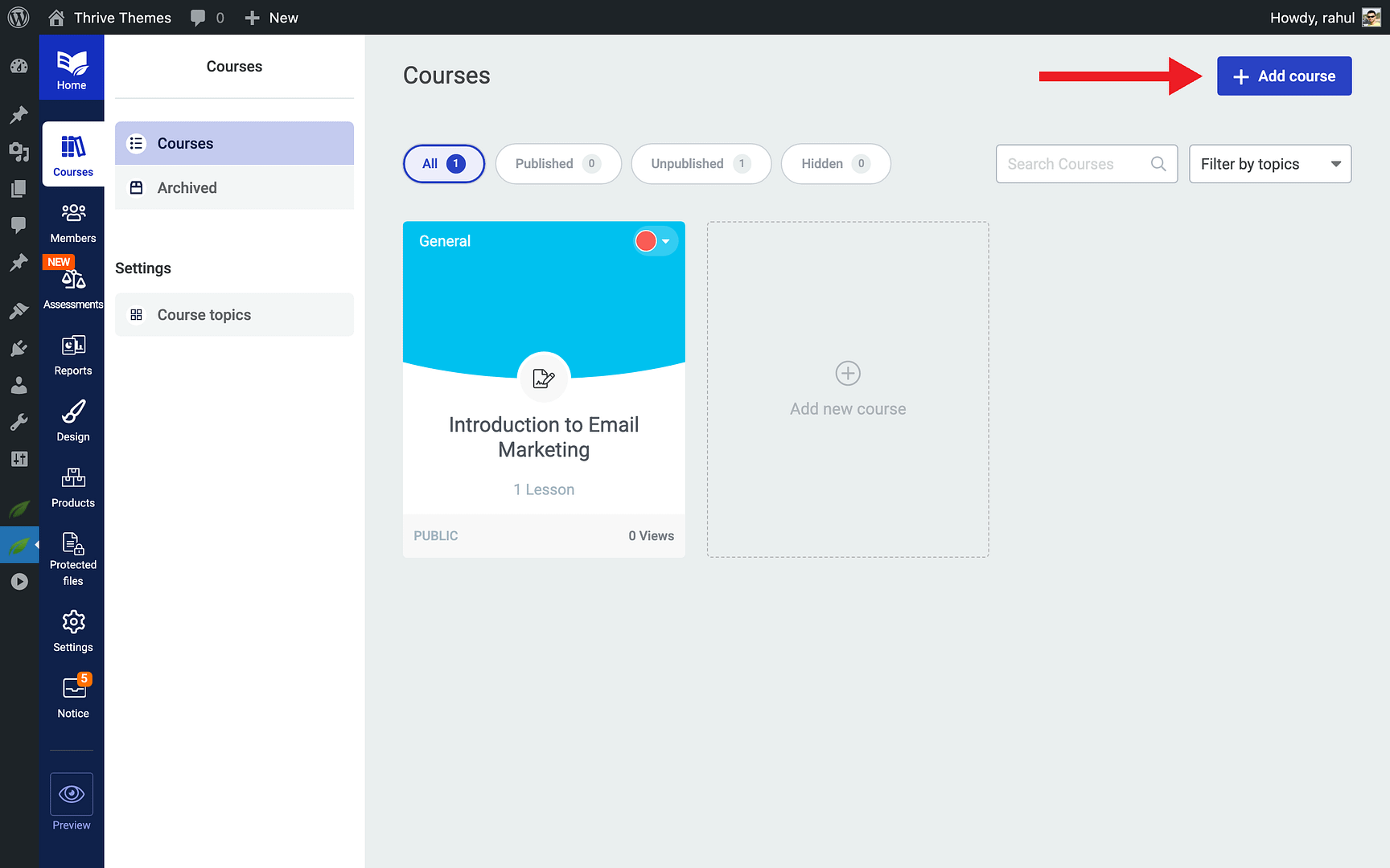 Creating Your First Course - Add course in Thrive Apprentice