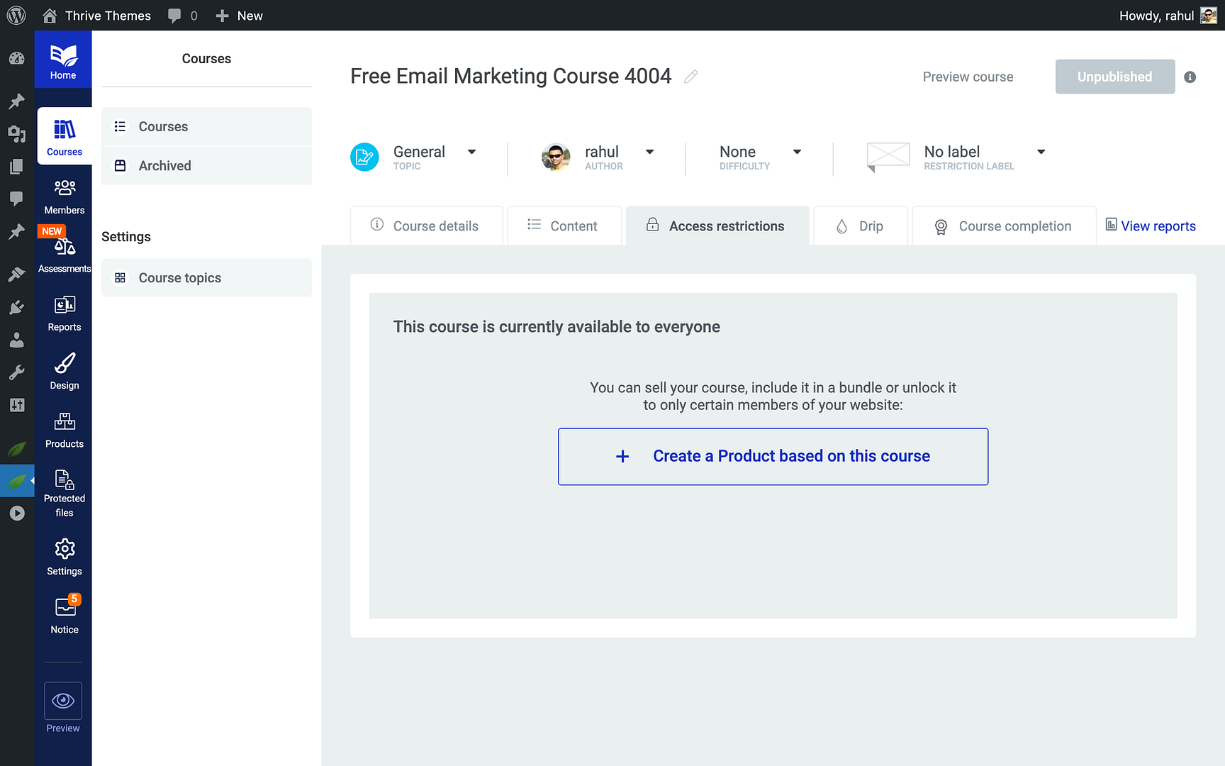 Keeping the Course Free (No Product Needed) -  in Thrive Apprentice