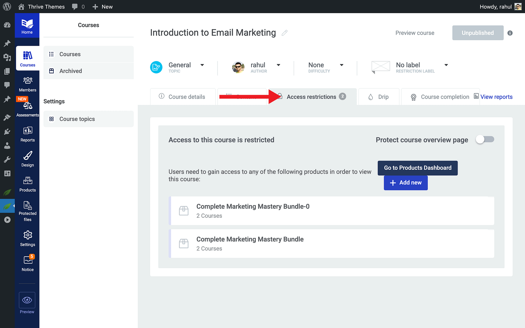 Step 4: Configure Access Restrictions - Access Requirements in Thrive Apprentice