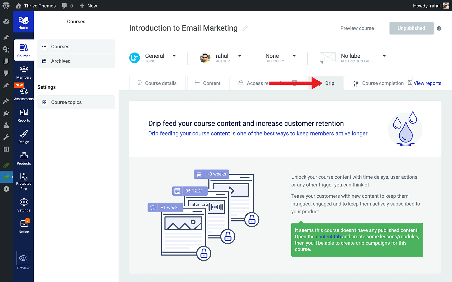 Step 5: Set Up Drip Schedules - Drip in Thrive Apprentice