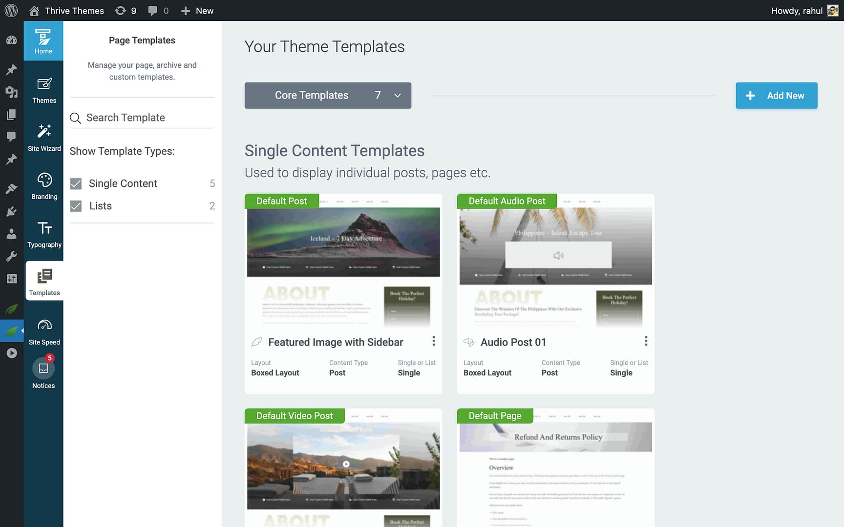 Method 2: From the Frontend Admin Bar -  in Thrive Theme Builder